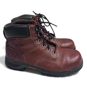 Wolverine Men's Harrison 6’ Brown Steel Toe Full Grain Leather Boots Size 10